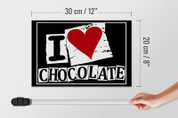 Holzschild Spruch 30x20cm I Love Chocolate (Herz)