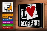 Holzschild Kaffee 30x20cm I love Coffee (Herz)