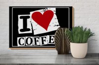 Holzschild Kaffee 30x20cm I love Coffee (Herz)