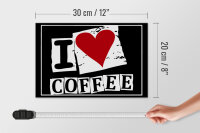Holzschild Kaffee 30x20cm I love Coffee (Herz)