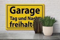 Holzschild Hinweis 30x20cm Garage Tag und Nacht freihalten