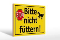 Holzschild Hinweis 30x20cm Stop Bitte nicht füttern (Pferd)