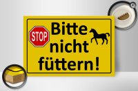 Holzschild Hinweis 30x20cm Stop Bitte nicht füttern (Pferd)