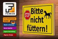 Holzschild Hinweis 30x20cm Stop Bitte nicht füttern (Pferd)