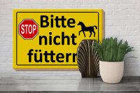 Holzschild Hinweis 30x20cm Stop Bitte nicht füttern (Pferd)