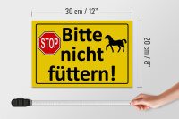 Holzschild Hinweis 30x20cm Stop Bitte nicht füttern (Pferd)