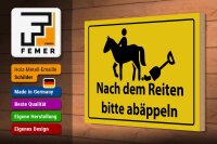 Holzschild Hinweis 30x20cm Nach Reiten bitte abäppeln