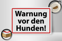 Holzschild Hinweis 30x20cm Warnung vor den Hunden weißes Schild