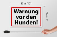Holzschild Hinweis 30x20cm Warnung vor den Hunden weißes Schild