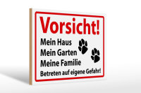 Holzschild Hinweis 30x20cm Vorsicht Mein Haus Mein Garten