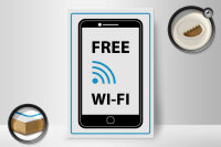 Holzschild Hinweis 20x30cm Free WI-FI (Handy)