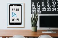 Holzschild Hinweis 20x30cm Free WI-FI (Handy)