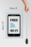 Holzschild Hinweis 20x30cm Free WI-FI (Handy)