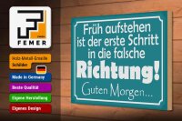 Holzschild Spruch 30x20cm Früh aufstehen erste Schritt