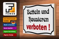 Holzschild Hinweis 30x20cm Betteln und Hausieren verboten