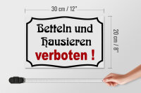 Holzschild Hinweis 30x20cm Betteln und Hausieren verboten
