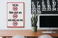 Holzschild Spruch 20x30cm bin 50 sehe aus wie 30