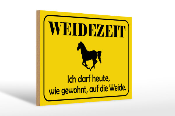 Holzschild Hinweis 30x20cm Weidezeit Pferd