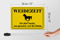 Holzschild Hinweis 30x20cm Weidezeit Pferd