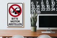 Holzschild Hinweis 20x30cm Bitte Motor abstellen