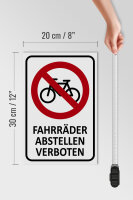 Holzschild Hinweis 20x30cm Fahrräder abstellen verboten