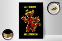 Holzschild Spruch 20x30cm Alle Sünder willkommen (Teufel)