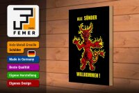 Holzschild Spruch 20x30cm Alle Sünder willkommen (Teufel)