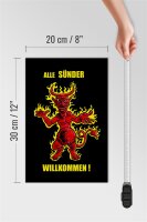 Holzschild Spruch 20x30cm Alle Sünder willkommen (Teufel)
