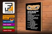 Holzschild Spruch 20x30cm Rules for dating my daughter Ninja