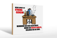 Holzschild Spruch 30x20cm Meine Arbeit ist streng geheim