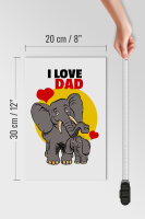 Holzschild Spruch 20x30cm I love Dad (Elefanten)