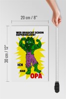 Holzschild Spruch 20x30cm Wer braucht Superhelden Hab Opa