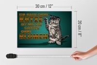 Holzschild Spruch 30x20cm Haus ohne Katze Garten ohne Blumen