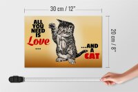 Holzschild Spruch 30x20cm All you need is love and a cat