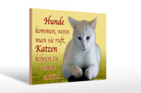 Holzschild Spruch 30x20cm Hunde kommen Katzen kehren...