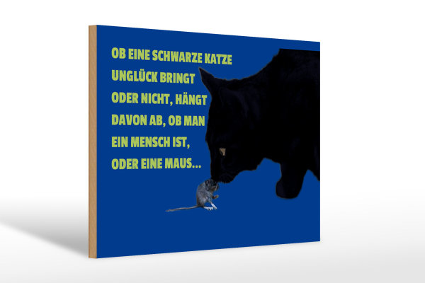 Holzschild Spruch 30x20cm ob schwarze Katze Unglück bringt