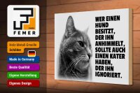 Holzschild Spruch 30x20cm Hund himmelt an Kater ignoriert