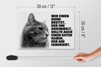 Holzschild Spruch 30x20cm Hund himmelt an Kater ignoriert