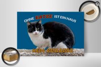 Holzschild Spruch 30x20cm Ohne Katze kein Zuhause