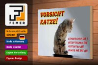 Holzschild Hinweis 30x20cm Vorsicht Katze Strichliste
