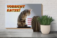 Holzschild Hinweis 30x20cm Vorsicht Katze Strichliste