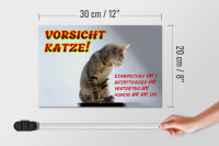 Holzschild Hinweis 30x20cm Vorsicht Katze Strichliste