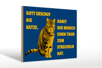 Holzschild Spruch 30x20cm Katze Tiger zum streicheln
