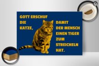 Holzschild Spruch 30x20cm Katze Tiger zum streicheln