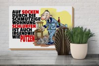 Holzschild Spruch 30X20cm Putzen Auf Socken durch Wohnung