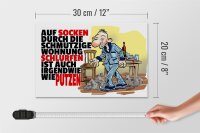 Holzschild Spruch 30X20cm Putzen Auf Socken durch Wohnung