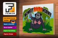 Holzschild Spruch 30x20cm Monkey Boobs Horny Affe im BH