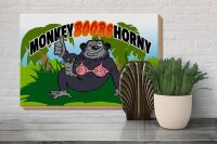 Holzschild Spruch 30x20cm Monkey Boobs Horny Affe im BH