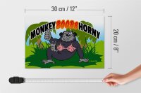 Holzschild Spruch 30x20cm Monkey Boobs Horny Affe im BH