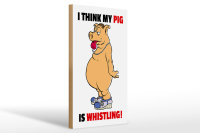 Holzschild Spruch 20x30cm I think my pigs whistling Schwein